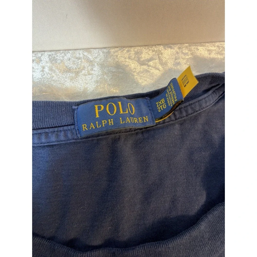 Polo Ralph Lauren Big Pony T Shirt Mens 2XB Navy Distressed Graphic Tee